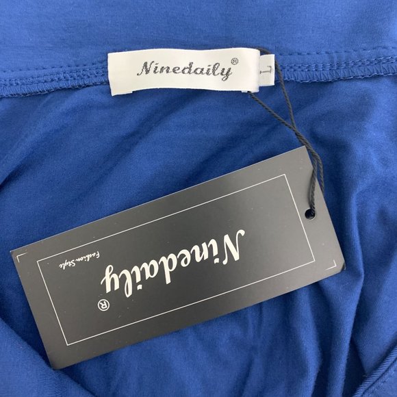 Ninedaily Large NWT Top Wrap Blue Fitted Slimming L Stretch - Picture 5 of 7